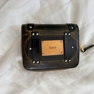 Vintage Chloé Olive‎ Green Leather Wallet
